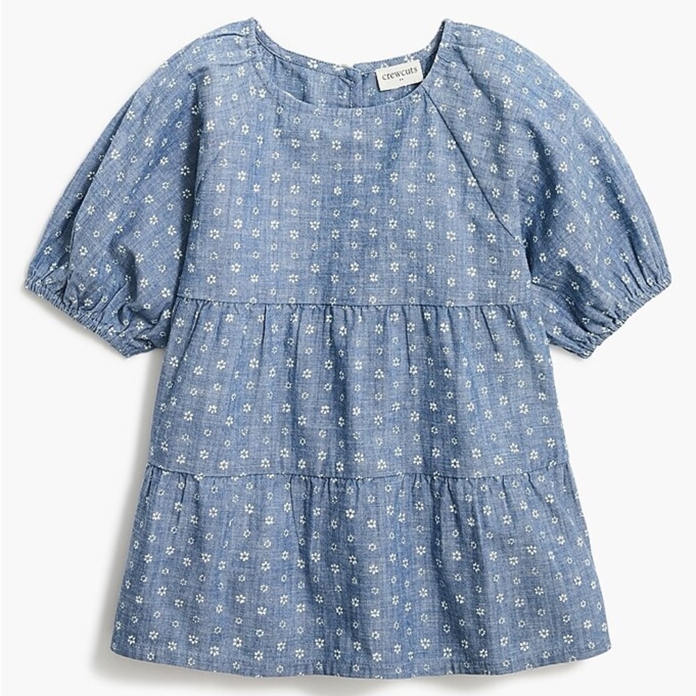 CREWCUTS by J CREW girls Swiss Dot Cuffed 3/4 Sleeve Blouse